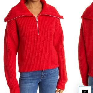 FRAME Quarter Zip Sweater Red XS